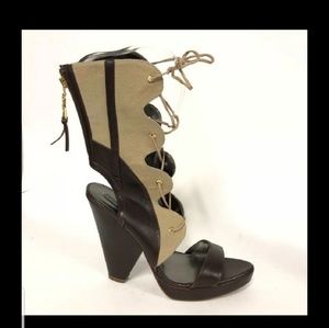 Bcbg Maxazria Womens Brown Lace Up Chunk Heel
